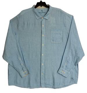 Tommy Bahama Linen Shirt Men's 4XLT Long Sleeve Paradise Breezer Blue NWT